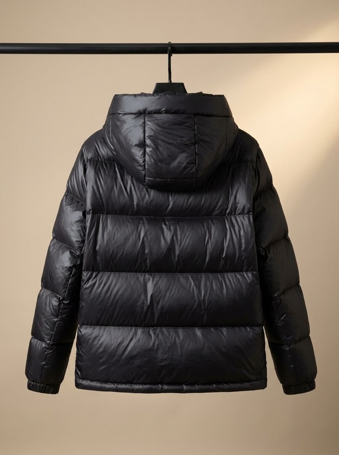 Cozy Black Longline Puffer Coat for Women with Hooded Collar Long Sleeve Glossy Zip Winter Style