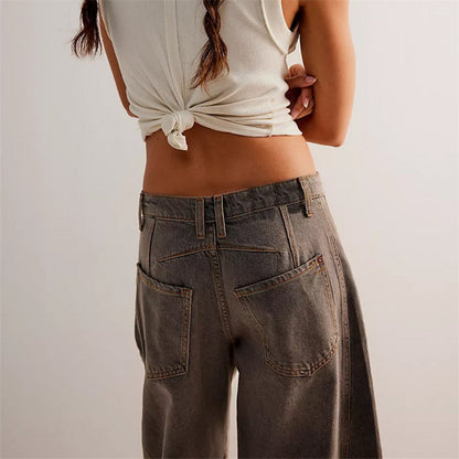 Effortless Barrel Jeans for Women with High Waist Wide Leg Relaxed Casual Style