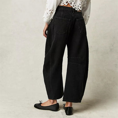 Effortless Barrel Jeans for Women with High Waist Wide Leg Relaxed Casual Style