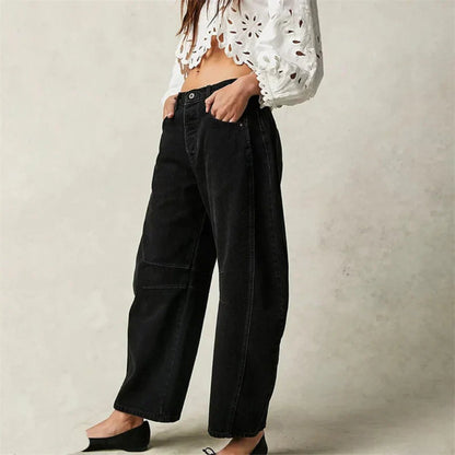 Effortless Barrel Jeans for Women with High Waist Wide Leg Relaxed Casual Style
