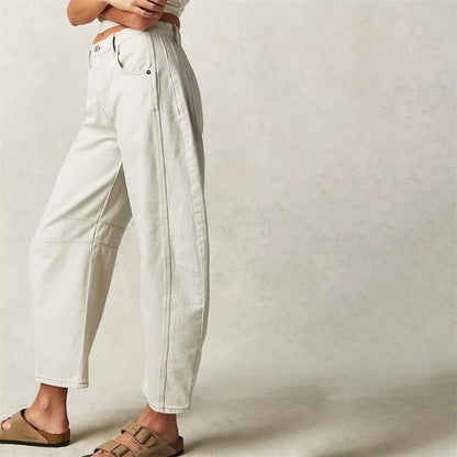 Effortless Barrel Jeans for Women with High Waist Wide Leg Relaxed Casual Style