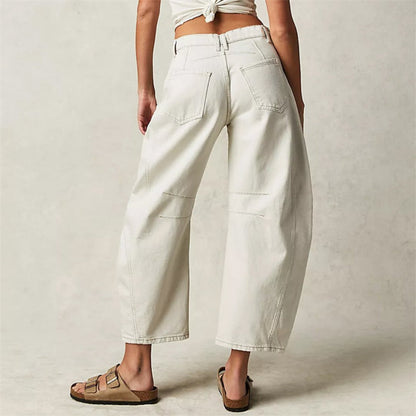 Effortless Barrel Jeans for Women with High Waist Wide Leg Relaxed Casual Style