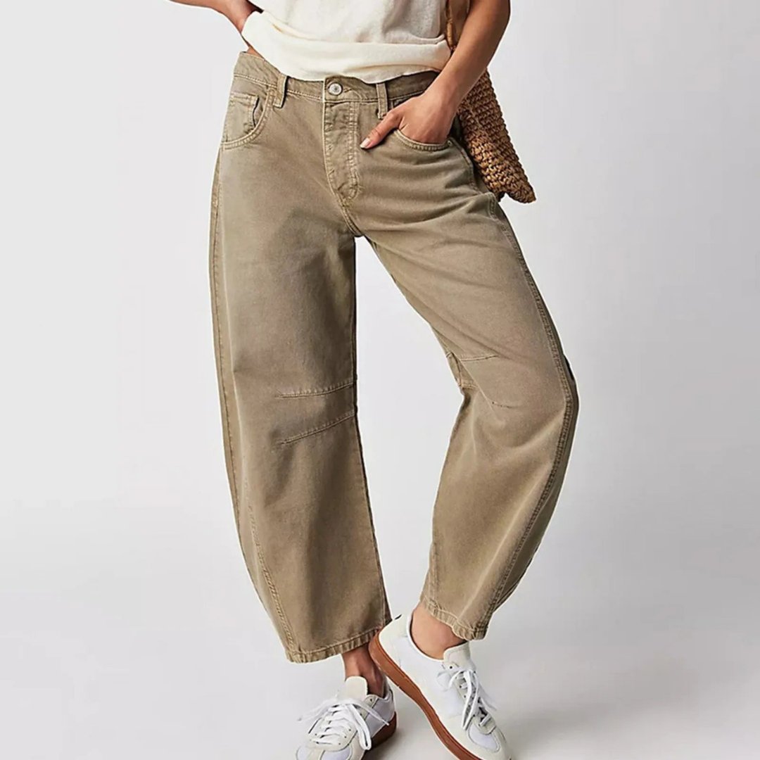 Effortless Barrel Jeans for Women with High Waist Wide Leg Relaxed Casual Style
