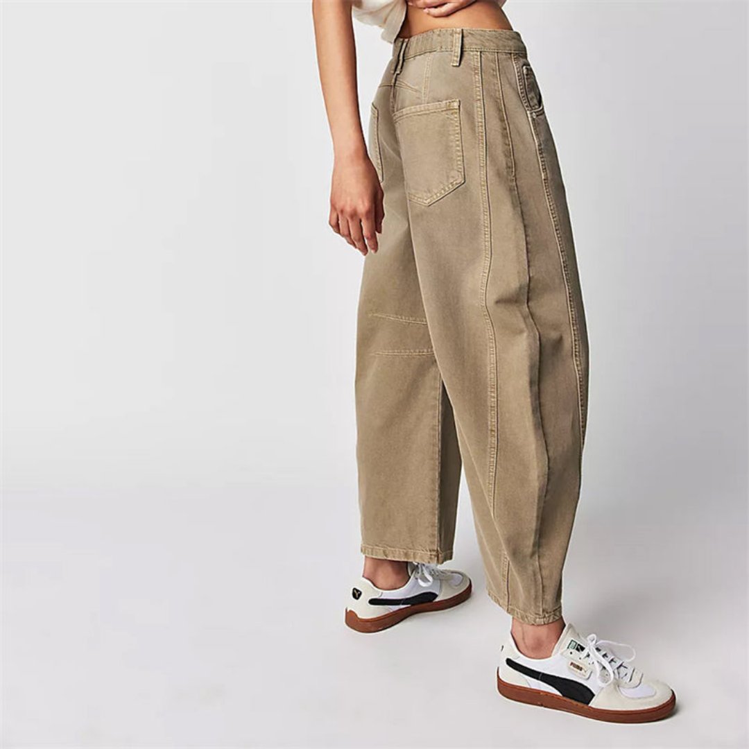 Effortless Barrel Jeans for Women with High Waist Wide Leg Relaxed Casual Style