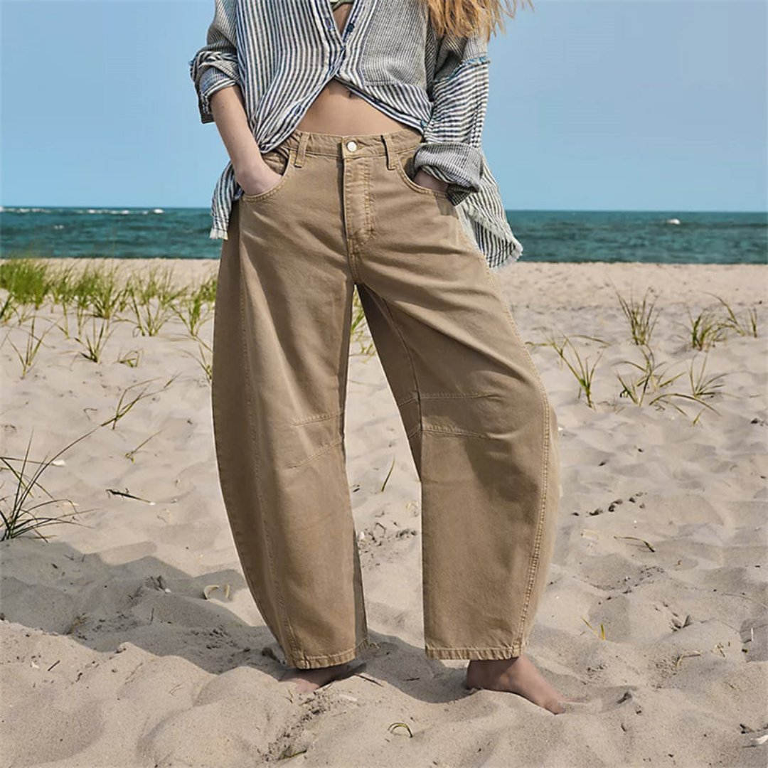 Effortless Barrel Jeans for Women with High Waist Wide Leg Relaxed Casual Style