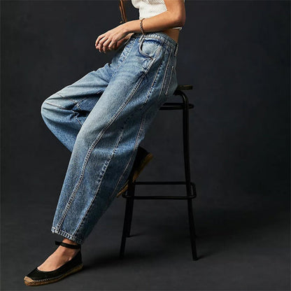 Effortless Barrel Jeans for Women with High Waist Wide Leg Relaxed Casual Style