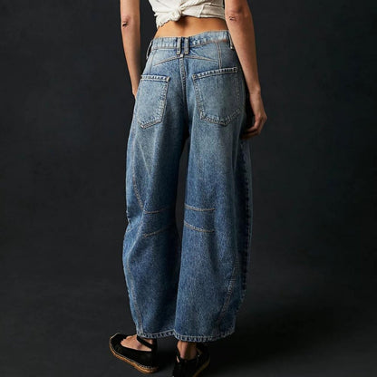 Effortless Barrel Jeans for Women with High Waist Wide Leg Relaxed Casual Style