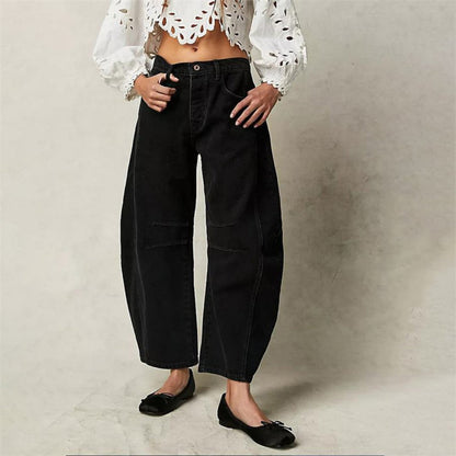 Effortless Relaxed Mom Jeans for Women in Cropped Barrel Leg Denim Style