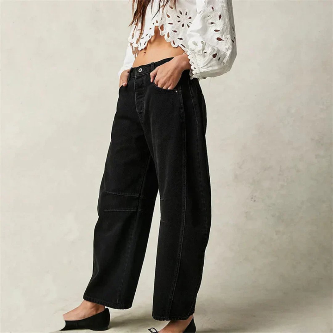Effortless Relaxed Mom Jeans for Women in Cropped Barrel Leg Denim Style