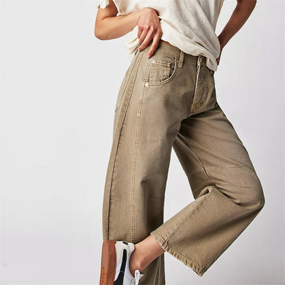 Effortless Relaxed Mom Jeans for Women in Cropped Barrel Leg Denim Style