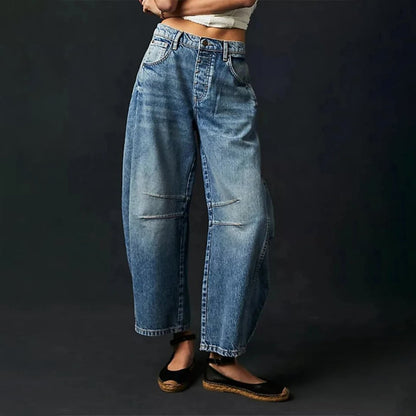 Effortless Relaxed Mom Jeans for Women in Cropped Barrel Leg Denim Style