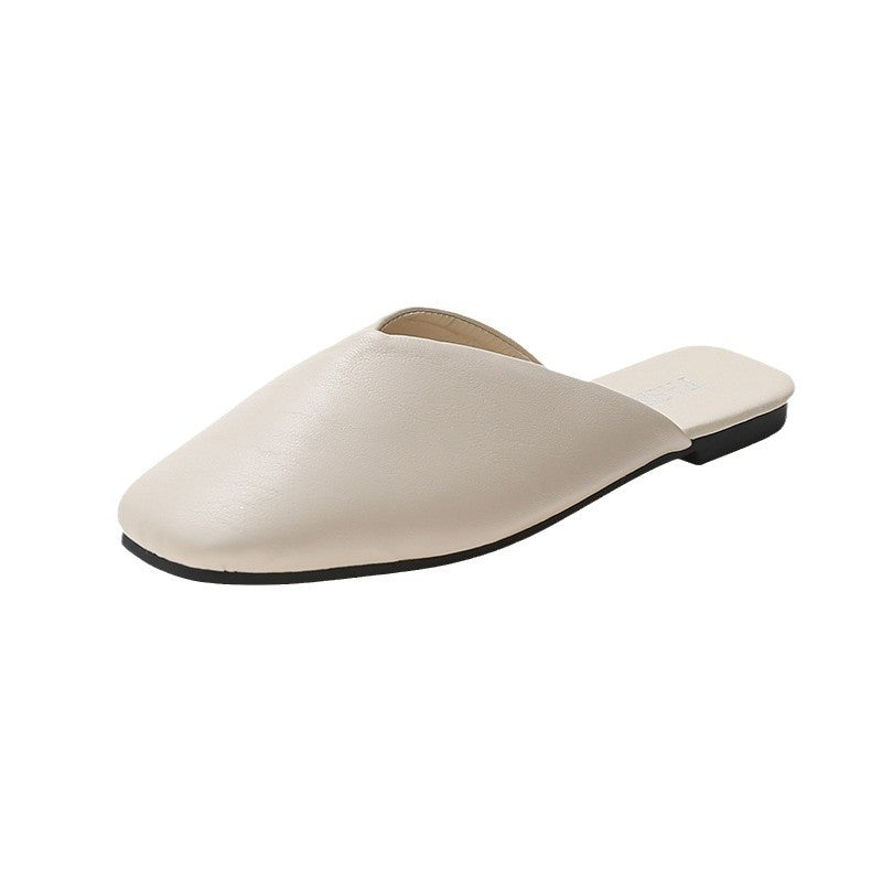 Comfortable Mules for Women with Square Toe Slip On Flat Slide Style