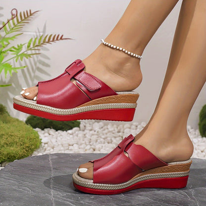 Comfortable Platform Sandals for Women with Open Toe Wedge Hook Loop Strap