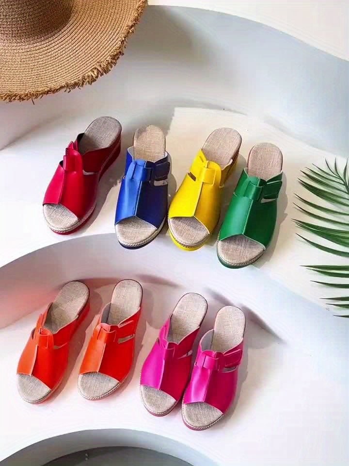 Comfortable Platform Sandals for Women with Open Toe Wedge Hook Loop Strap
