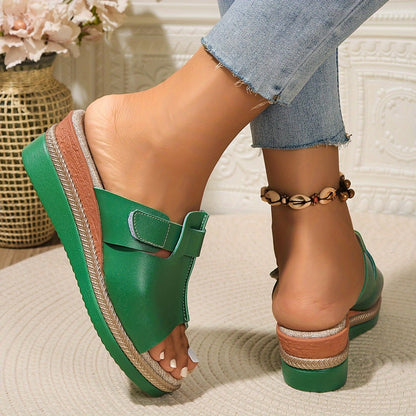 Comfortable Platform Sandals for Women with Open Toe Wedge Hook Loop Strap