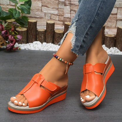 Comfortable Platform Sandals for Women with Open Toe Wedge Hook Loop Strap