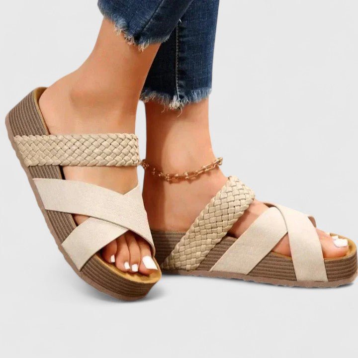 Comfortable Orthopedic Platform Sandals for Women with Braided Cross-Strap Cushioned Sole