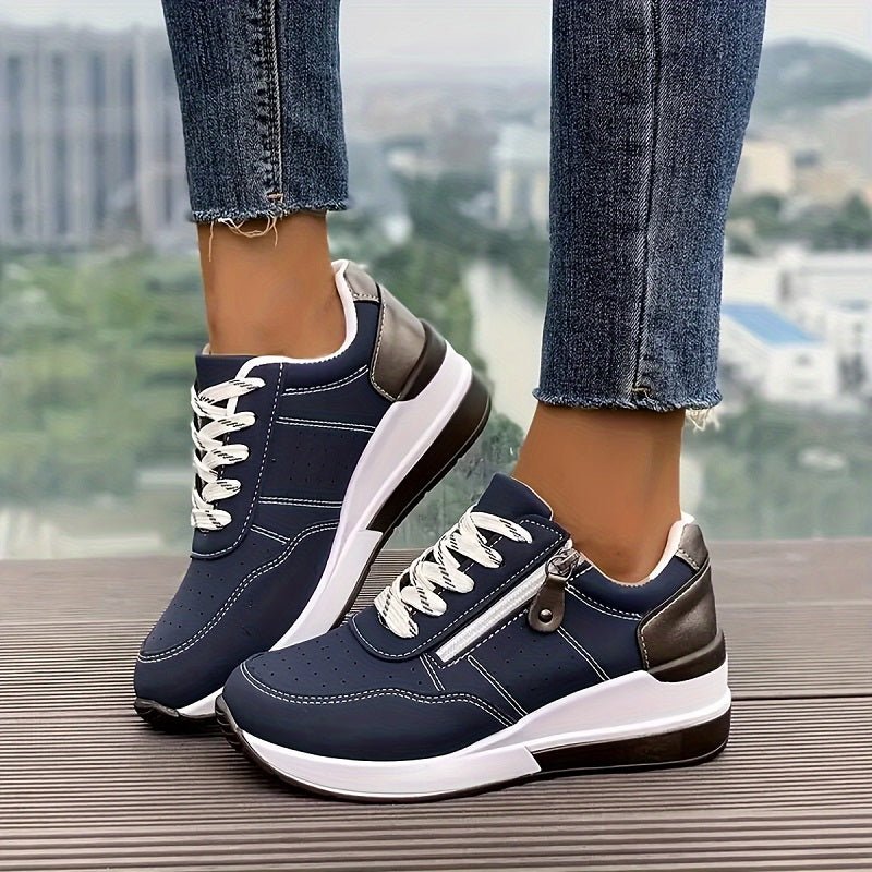 Comfortable Sneakers for Women with Lace Up Platform Casual Walking Style