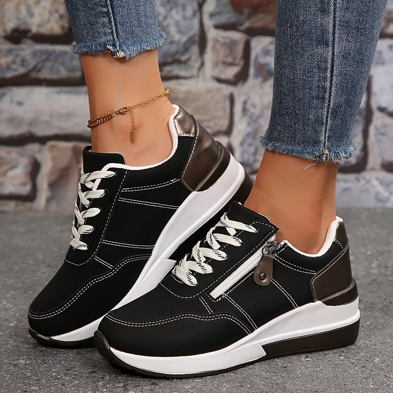 Comfortable Sneakers for Women with Lace Up Platform Casual Walking Style