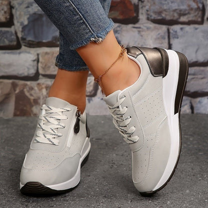 Comfortable Sneakers for Women with Lace Up Platform Casual Walking Style
