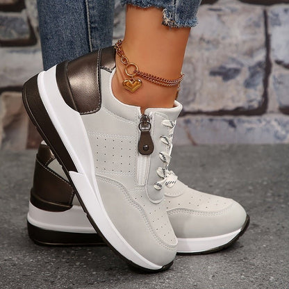 Comfortable Sneakers for Women with Lace Up Platform Casual Walking Style