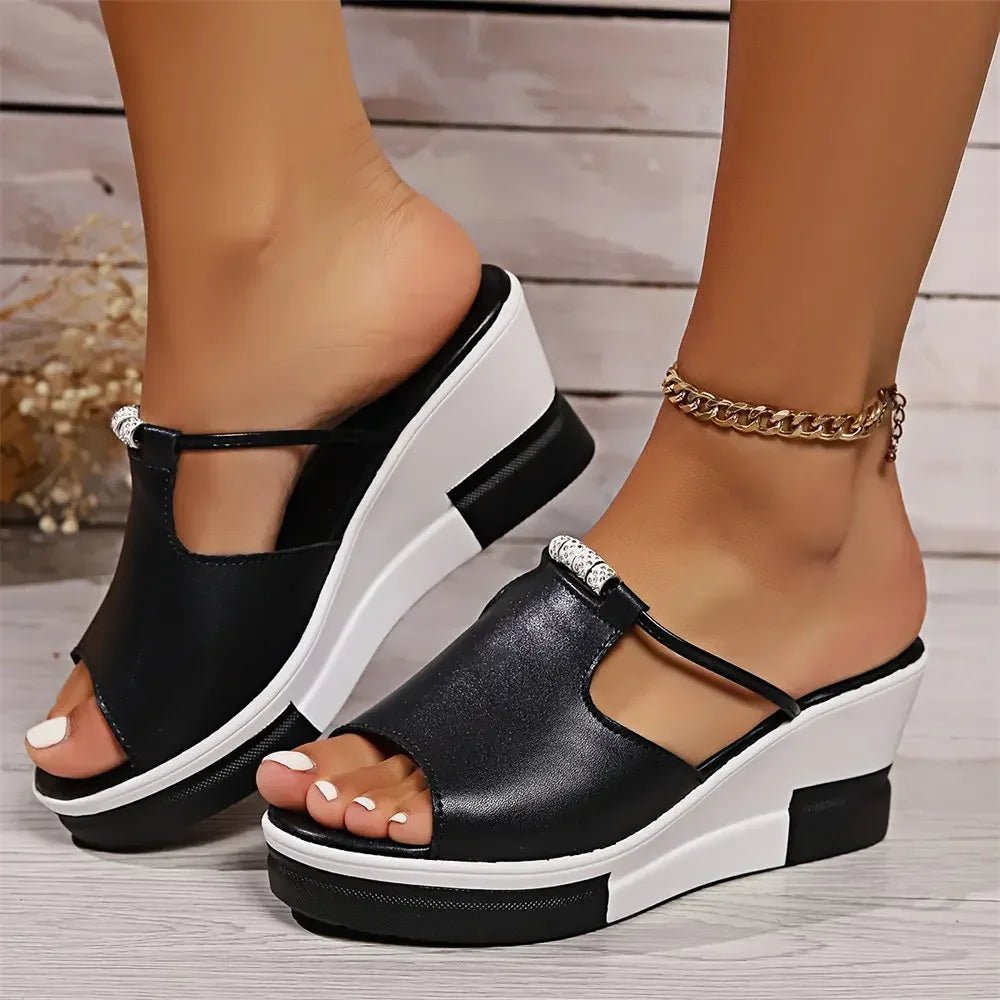 Comfortable Wedge Sandals for Women with Cutout Strap Platform Open Toe Style