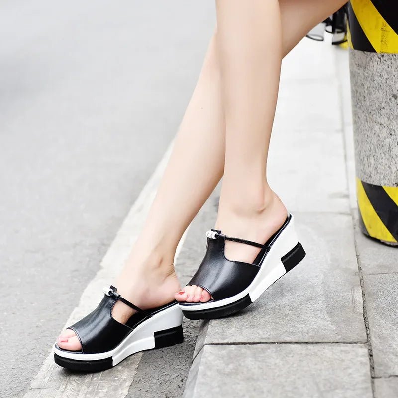 Comfortable Wedge Sandals for Women with Cutout Strap Platform Open Toe Style