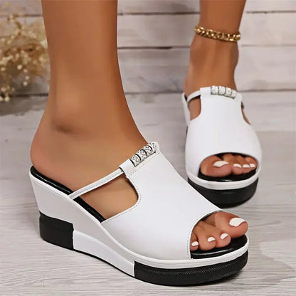 Comfortable Wedge Sandals for Women with Cutout Strap Platform Open Toe Style