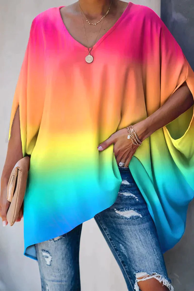 Effortless Tunics for Women with Batwing Sleeves V-Neckline Oversized Relaxed Fit