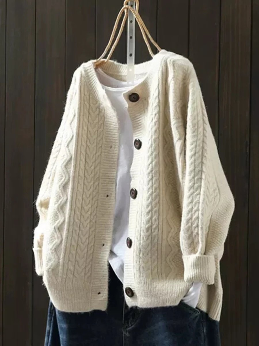 Eleanor | Women's Oversized Cable-Knit Button-Down Cardigan Sweater