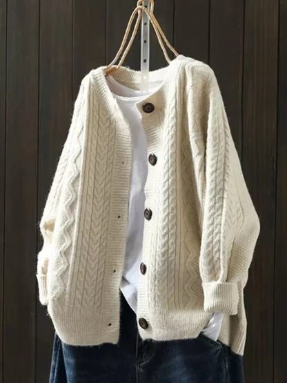 Eleanor | Women's Oversized Cable-Knit Button-Down Cardigan Sweater