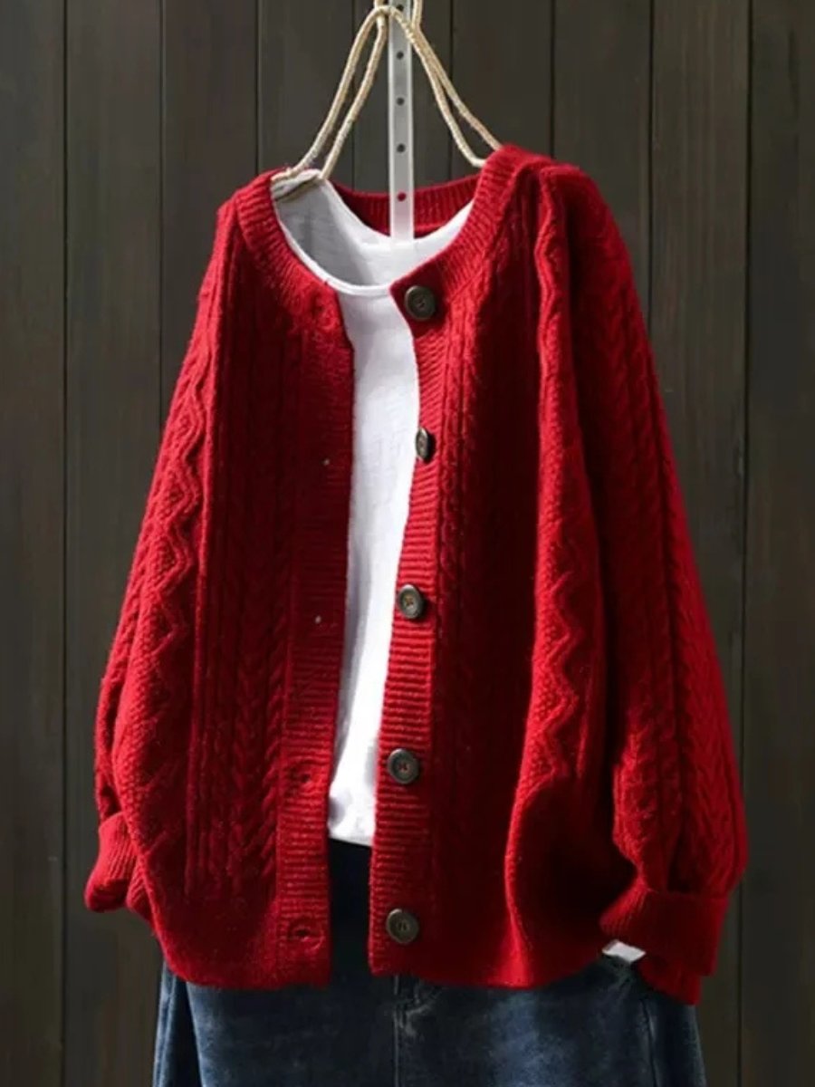 Eleanor | Women's Oversized Cable-Knit Button-Down Cardigan Sweater