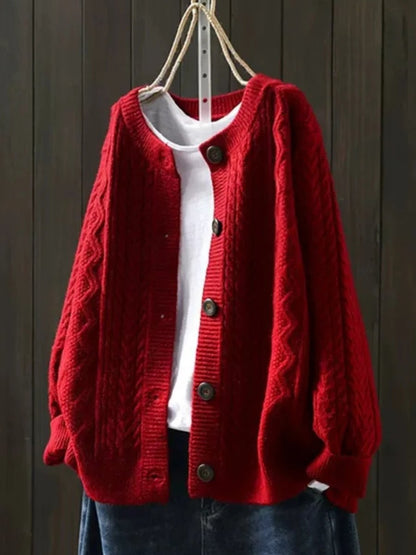 Eleanor | Women's Oversized Cable-Knit Button-Down Cardigan Sweater