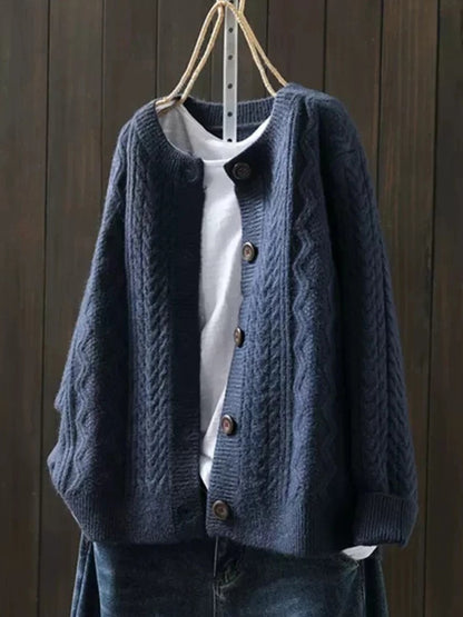 Eleanor | Women's Oversized Cable-Knit Button-Down Cardigan Sweater