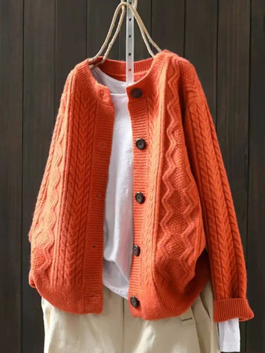Eleanor | Women's Oversized Cable-Knit Button-Down Cardigan Sweater