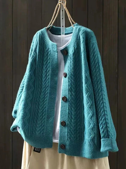 Eleanor | Women's Oversized Cable-Knit Button-Down Cardigan Sweater