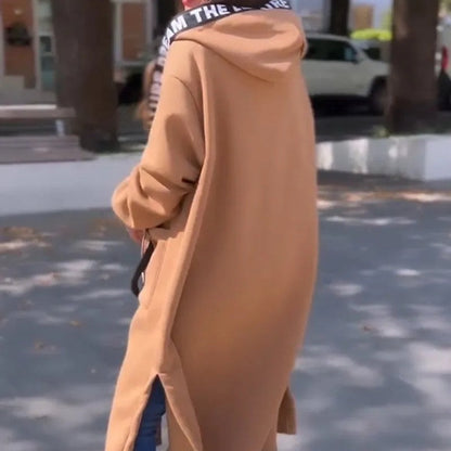 Cozy Fleece Coat for Women with Hooded Long Sleeve Zip Up Longline Casual Style