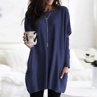 Effortless Tunics for Women with Oversized Long Sleeve Pocket Style