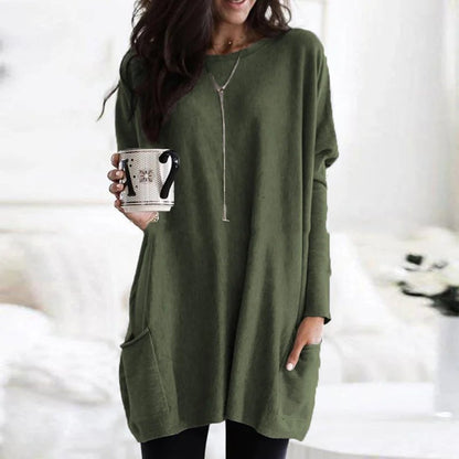 Effortless Tunics for Women with Oversized Long Sleeve Pocket Style