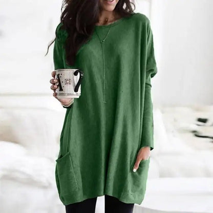 Effortless Tunics for Women with Oversized Long Sleeve Pocket Style