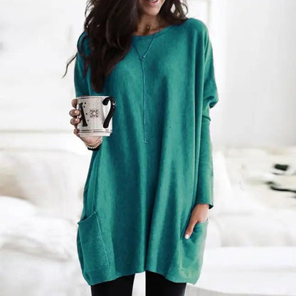 Effortless Tunics for Women with Oversized Long Sleeve Pocket Style