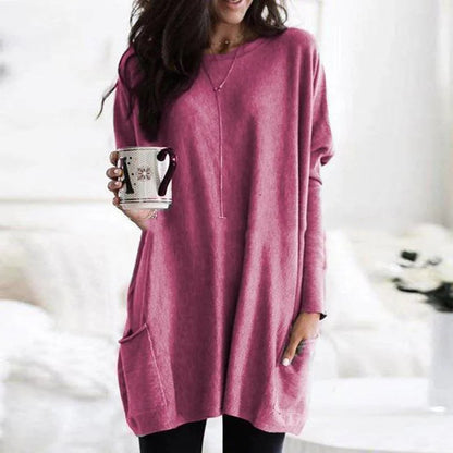Effortless Tunics for Women with Oversized Long Sleeve Pocket Style