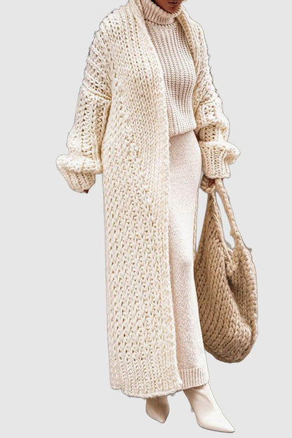 Effortless Cardigan Sweater for Women with Chunky Knit Longline Open-Front Style