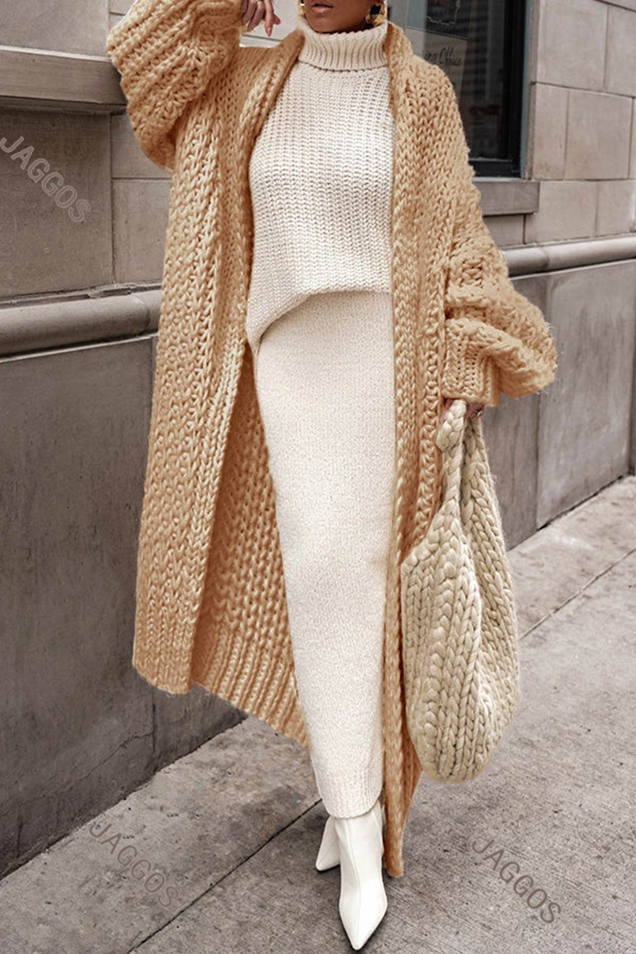 Effortless Cardigan Sweater for Women with Chunky Knit Longline Open-Front Style