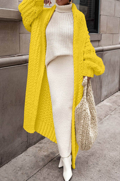 Effortless Cardigan Sweater for Women with Chunky Knit Longline Open-Front Style