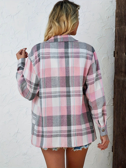 Lily | Women's Oversized Plaid Flannel Long Sleeve Button-Up Shirt