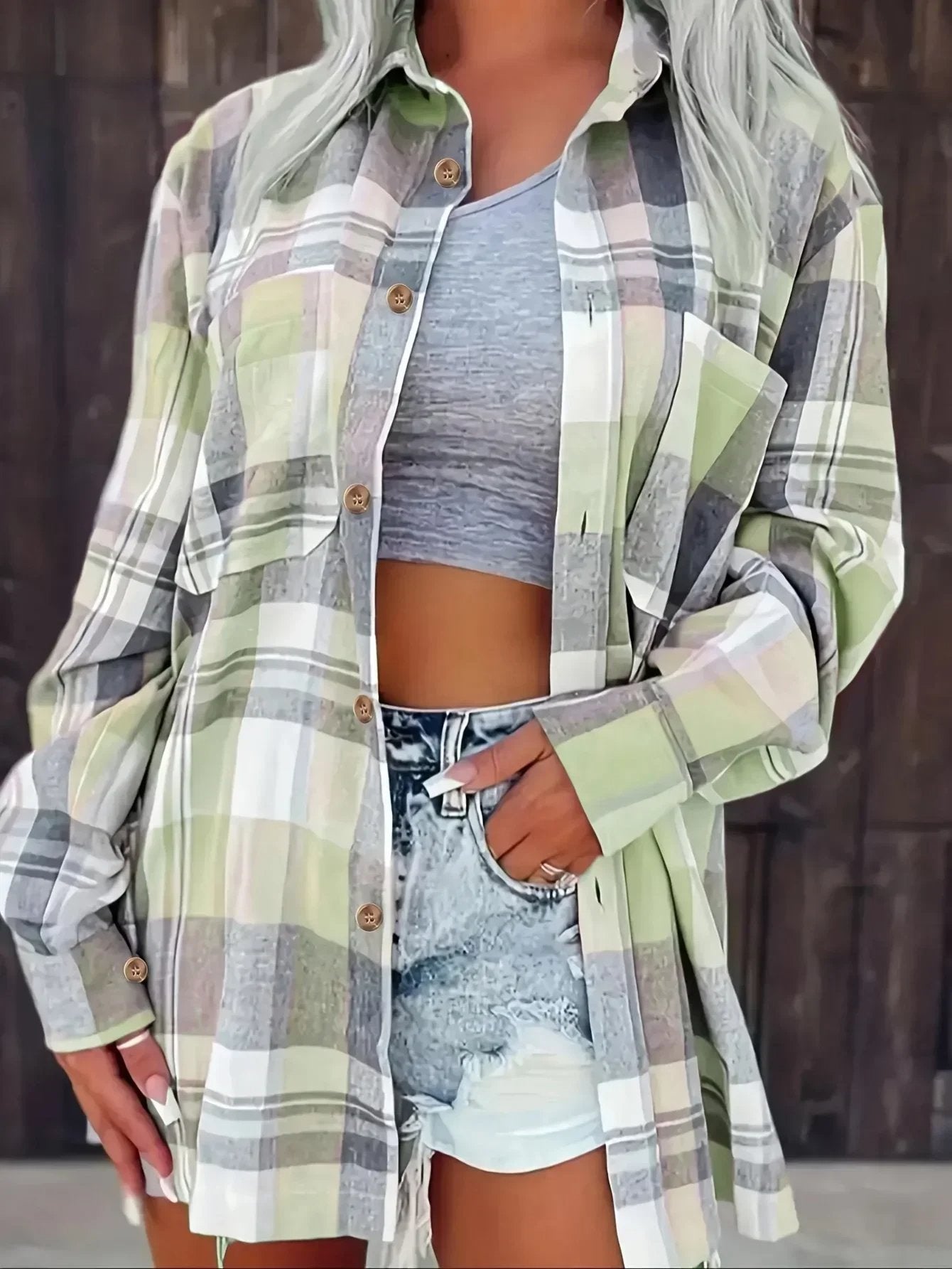 Effortless Plaid Flannel Cardigan Sweater for Women with Open Front Oversized Long Sleeve Shirt