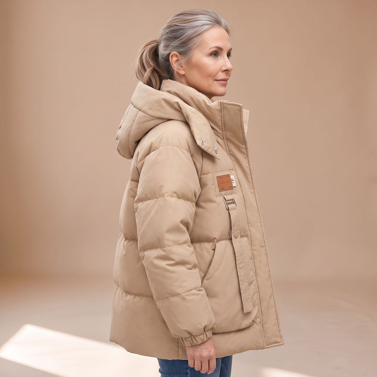 Cozy Black Puffer Jacket for Women with Hooded Collar Zip Up Quilted Oversized Winter Style
