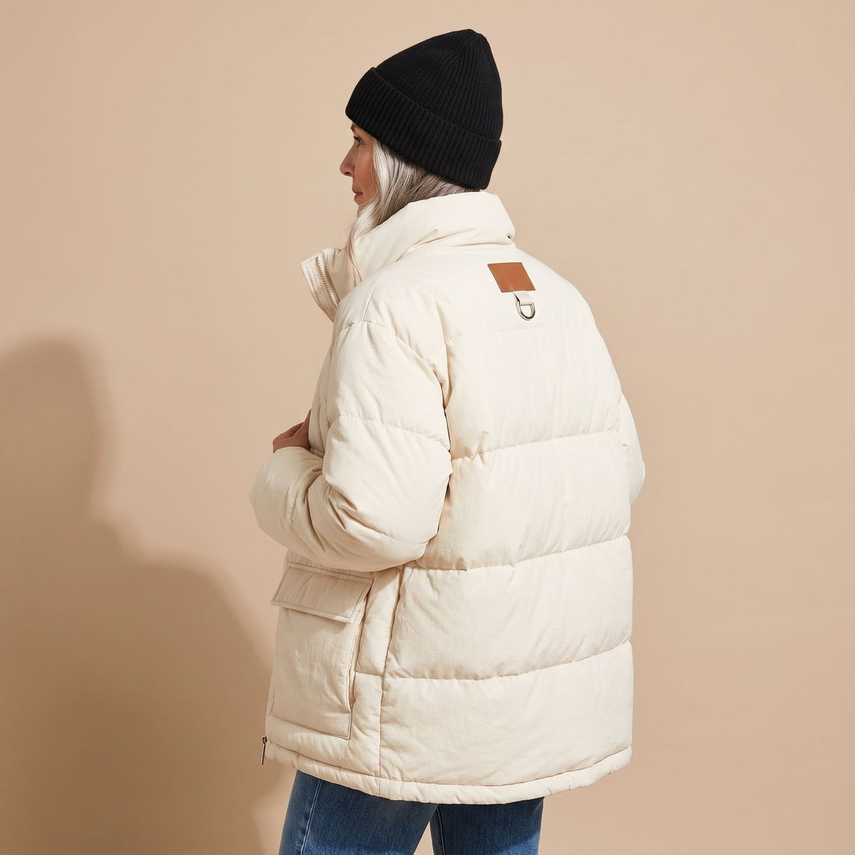 Cozy Black Puffer Jacket for Women with Hooded Collar Zip Up Quilted Oversized Winter Style
