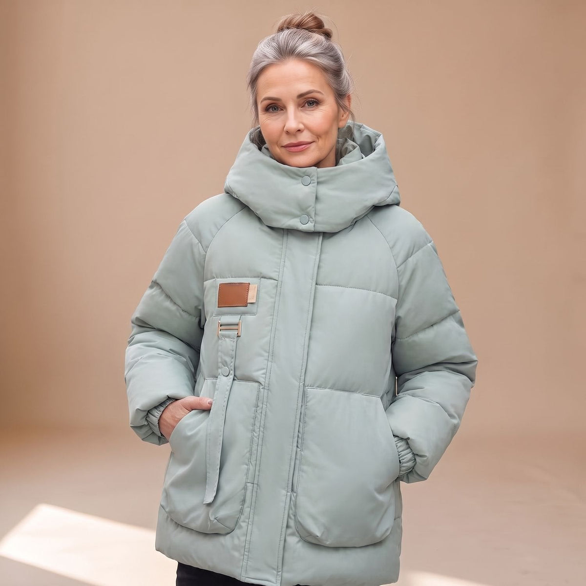 Cozy Black Puffer Jacket for Women with Hooded Collar Zip Up Quilted Oversized Winter Style
